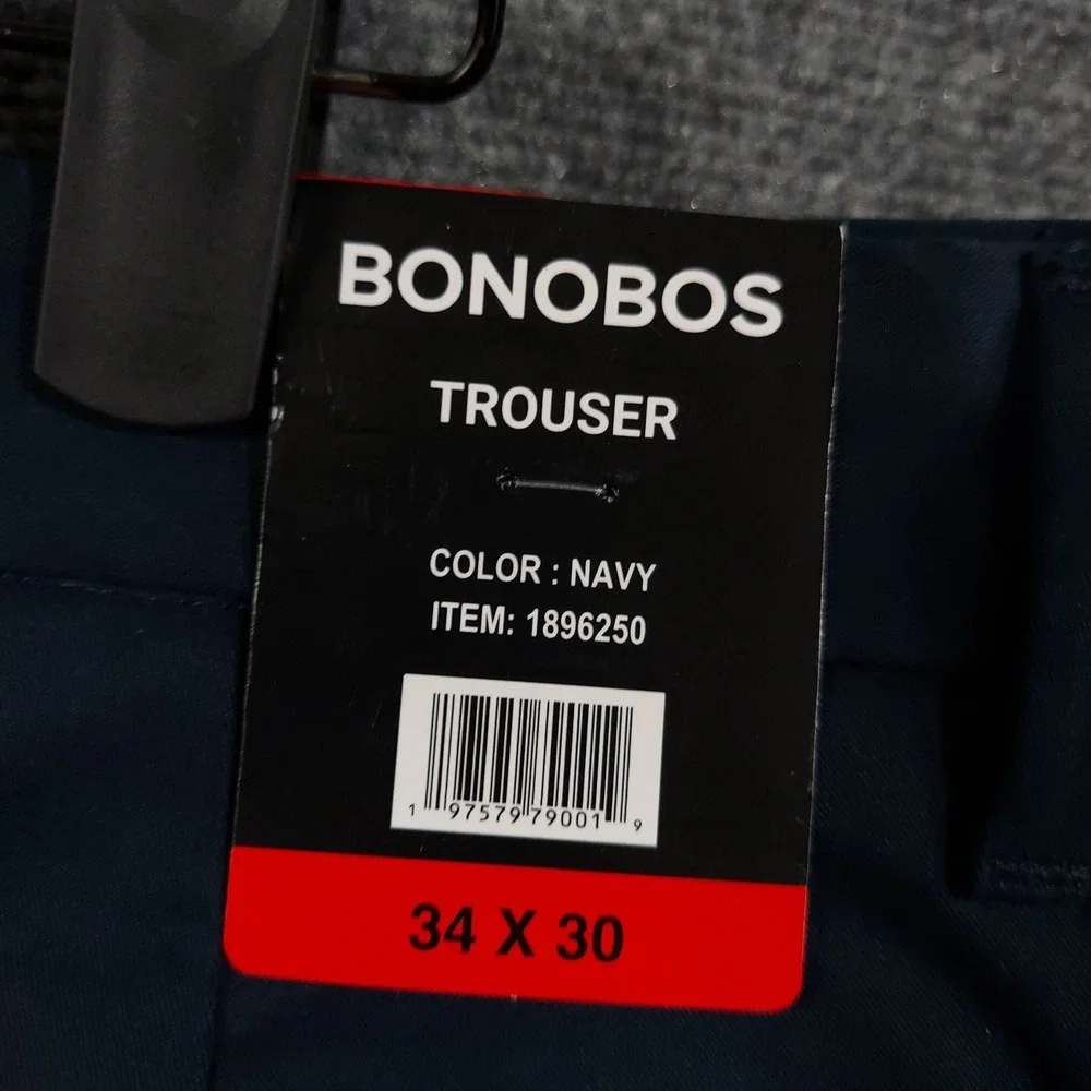 Bonobos Trouser Men 34x30 Navy Blue Cotton Stretch Chino Dress Pants 1896250